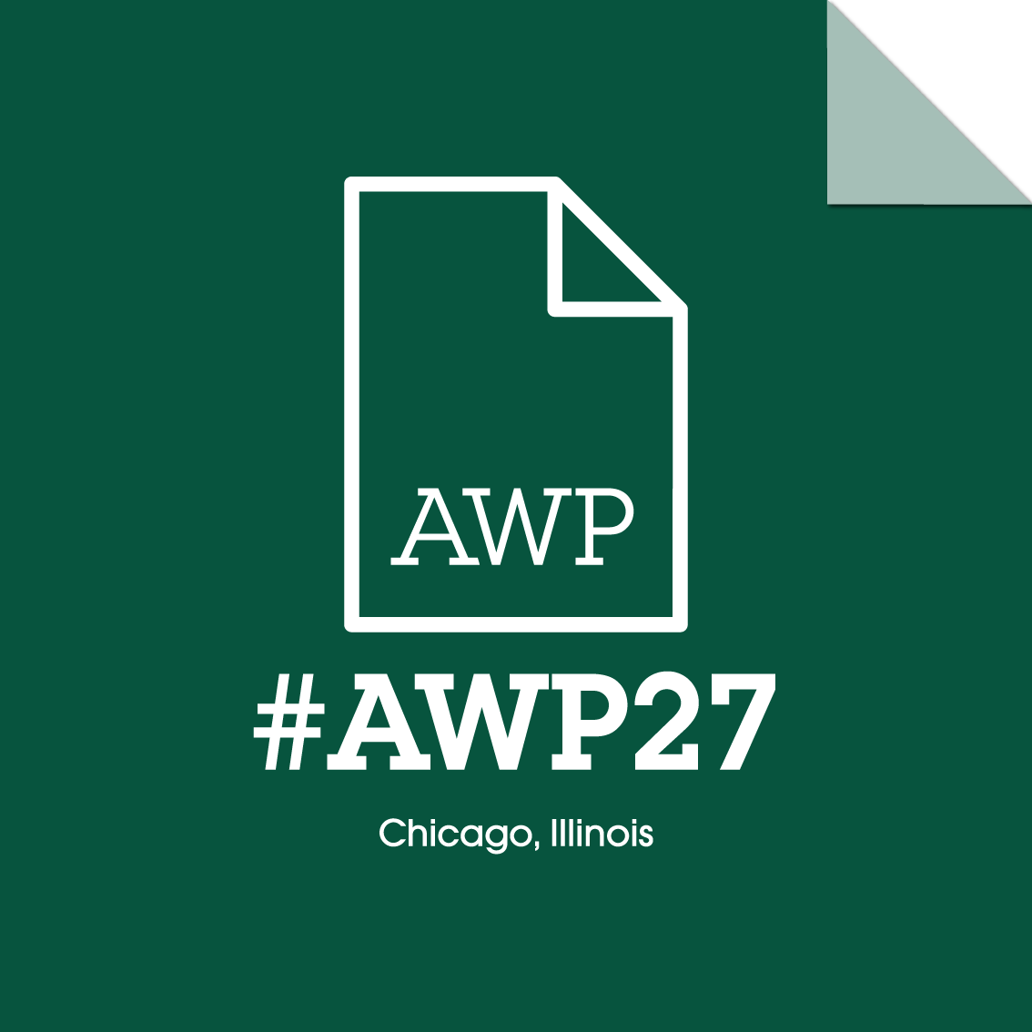 AWP27 Logo and Chicago, Illinois in emerald green background.