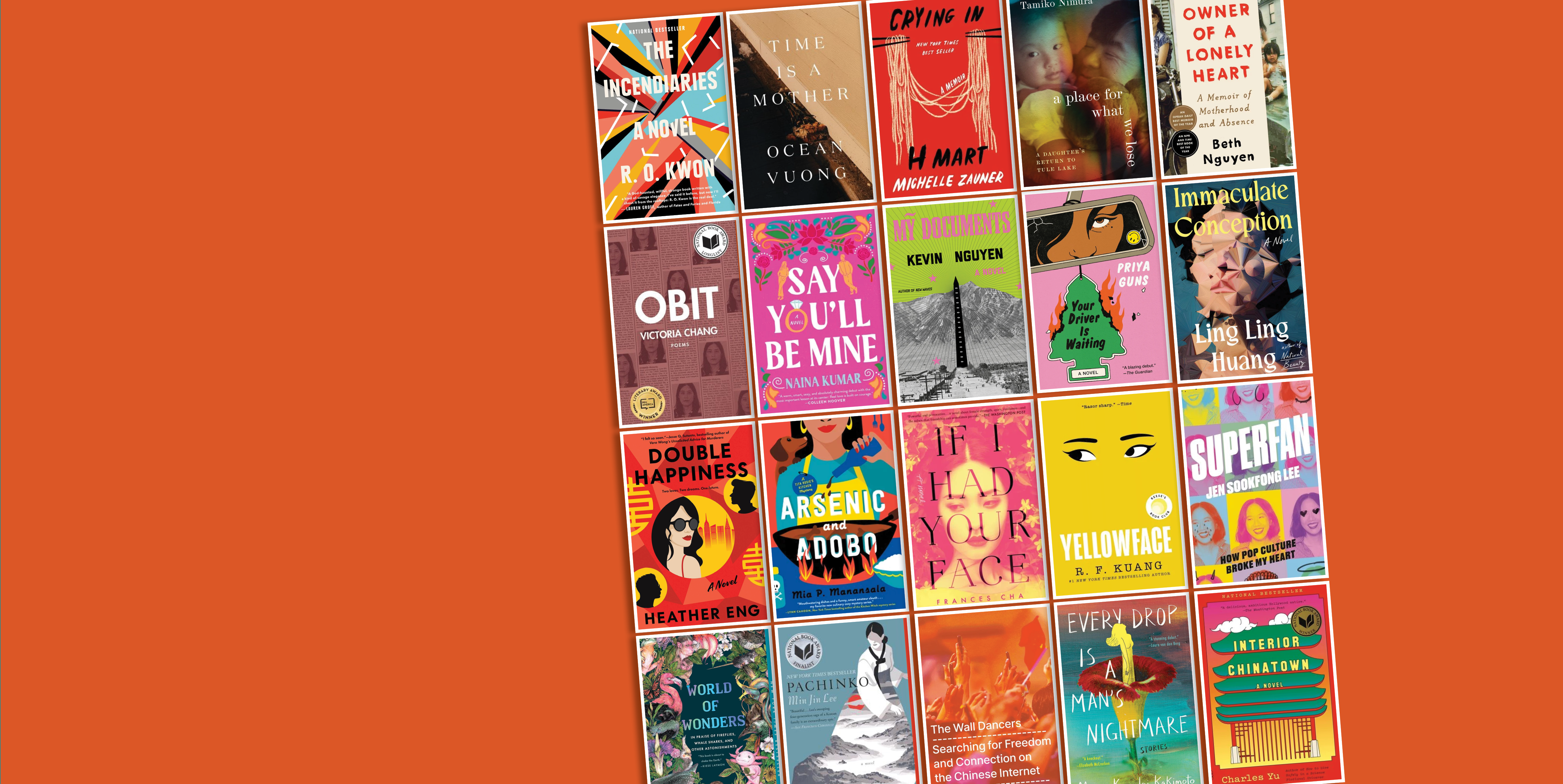 Collage of book covers from AWP staff picks for Asian/Pacific American Heritage Month