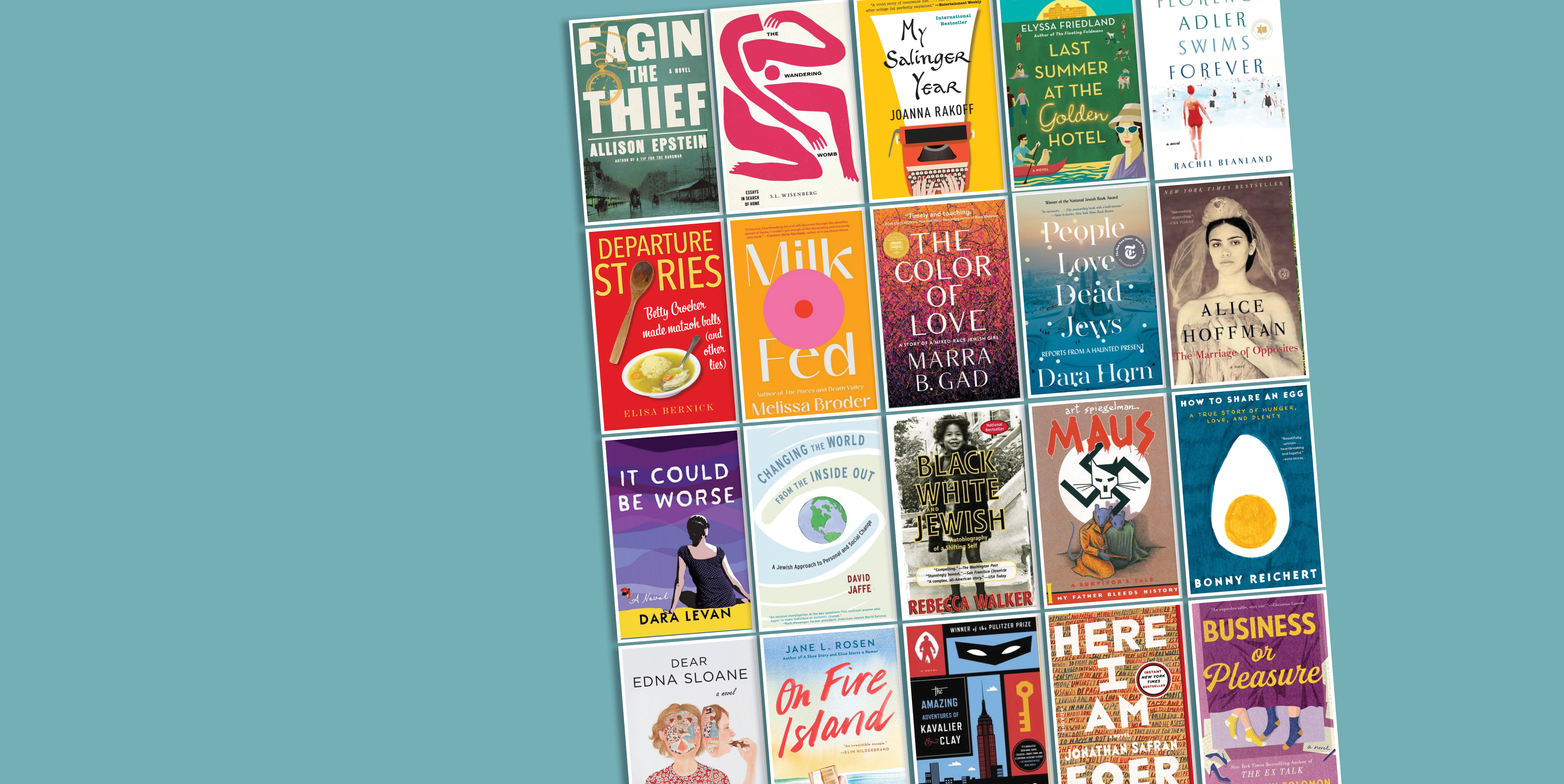 Collage of book covers from AWP staff picks for Jewish American Heritage Month