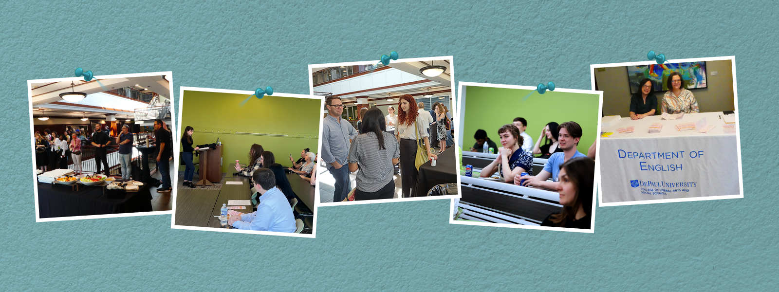 Collage of photos from DePaul University’s creative writing program